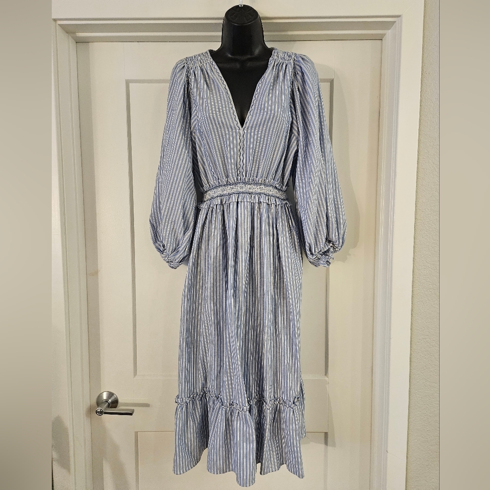 Max Studio fit and flare dress, blue / white striped, size small - new w/o tags